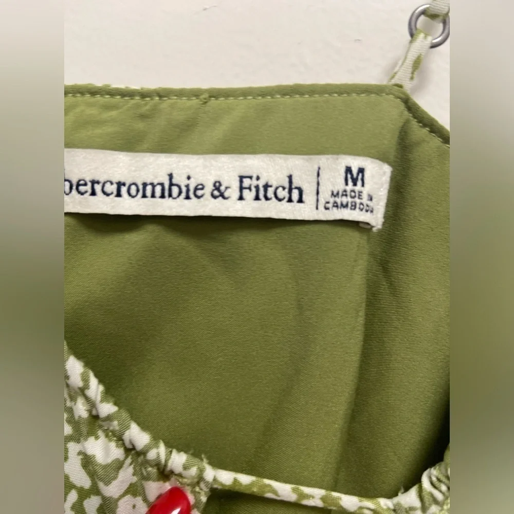 Abercrombie & fitch Medium green white ladies spaghetti strap maxi dress